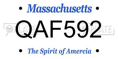 QAF592 Massachusetts License Plate