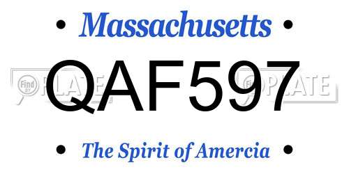 QAF597 Massachusetts License Plate