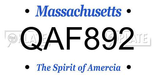 QAF892 Massachusetts License Plate