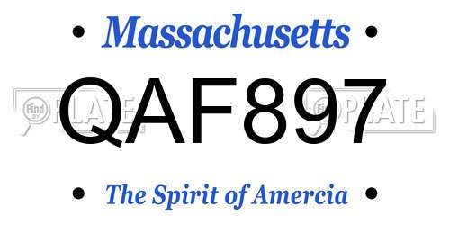 QAF897 Massachusetts License Plate