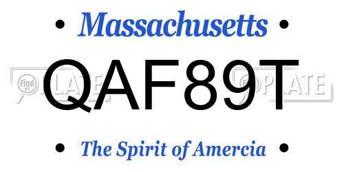 QAF89T Massachusetts License Plate