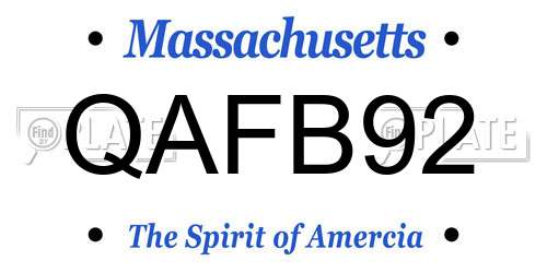 QAFB92 Massachusetts License Plate