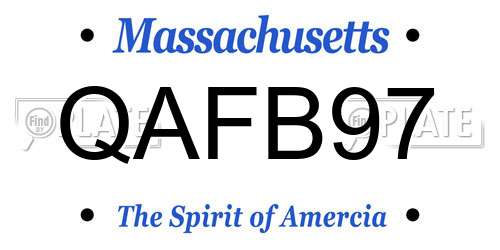QAFB97 Massachusetts License Plate