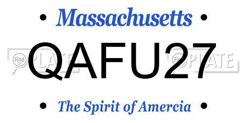 QAFU27 Massachusetts License Plate