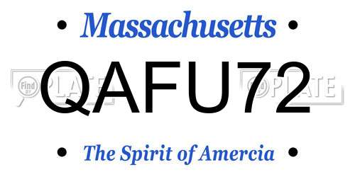 QAFU72 Massachusetts License Plate