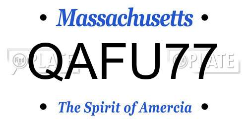 QAFU77 Massachusetts License Plate
