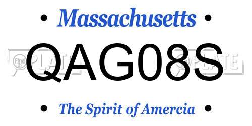 QAG08S Massachusetts License Plate