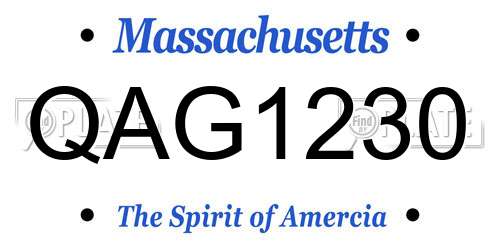 QAG1230 Massachusetts License Plate