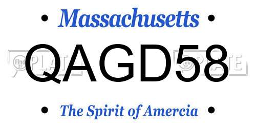 QAGD58 Massachusetts License Plate
