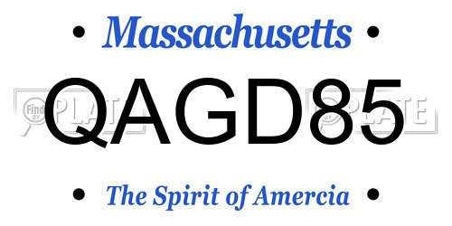 QAGD85 Massachusetts License Plate