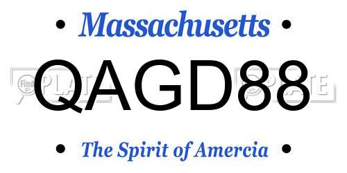 QAGD88 Massachusetts License Plate