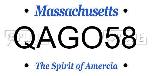 QAGO58 Massachusetts License Plate