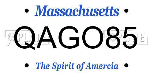 QAGO85 Massachusetts License Plate