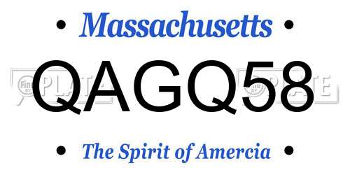 QAGQ58 Massachusetts License Plate
