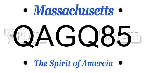 QAGQ85 Massachusetts License Plate