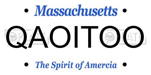 QAOITOO Massachusetts License Plate