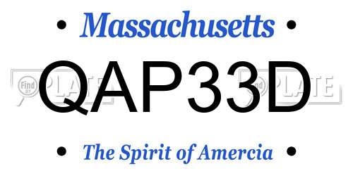 QAP33D Massachusetts License Plate