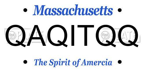 QAQITQQ Massachusetts License Plate