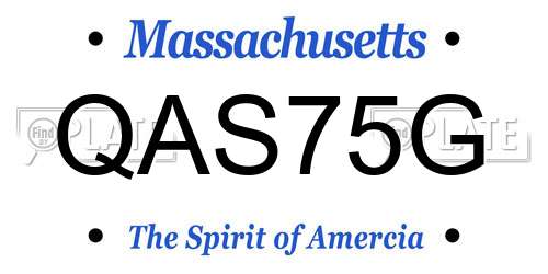 QAS75G Massachusetts License Plate