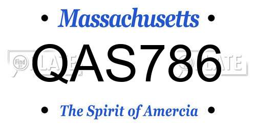 QAS786 Massachusetts License Plate