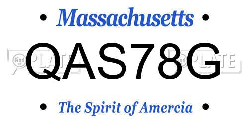 QAS78G Massachusetts License Plate