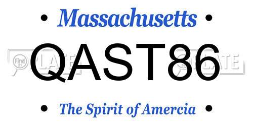 QAST86 Massachusetts License Plate