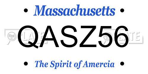 QASZ56 Massachusetts License Plate