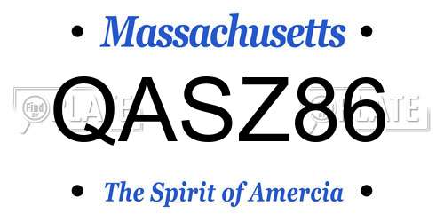 QASZ86 Massachusetts License Plate