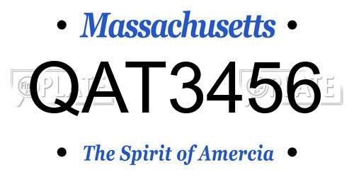 QAT3456 Massachusetts License Plate