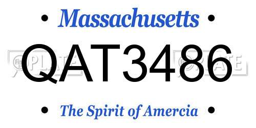 QAT3486 Massachusetts License Plate