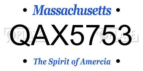 QAX5753 Massachusetts License Plate