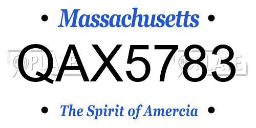 QAX5783 Massachusetts License Plate