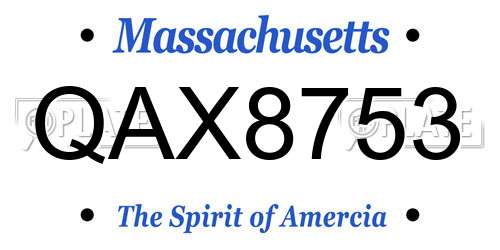 QAX8753 Massachusetts License Plate