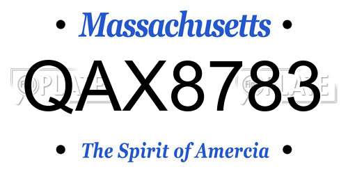 QAX8783 Massachusetts License Plate