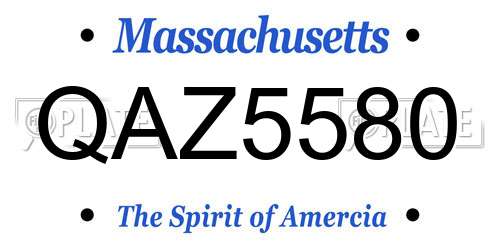 QAZ5580 Massachusetts License Plate