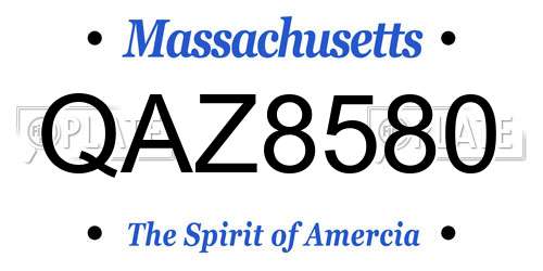 QAZ8580 Massachusetts License Plate