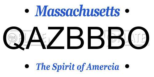 QAZBBBO Massachusetts License Plate