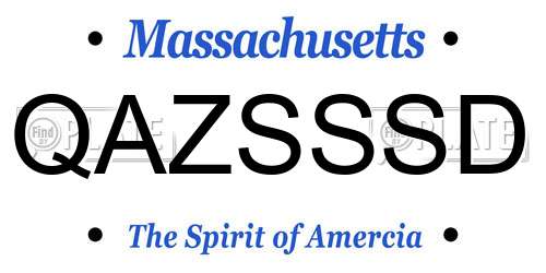 QAZSSSD Massachusetts License Plate