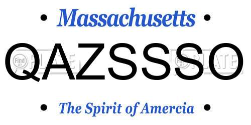 QAZSSSO Massachusetts License Plate