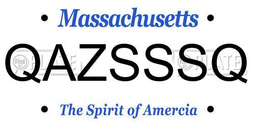 QAZSSSQ Massachusetts License Plate