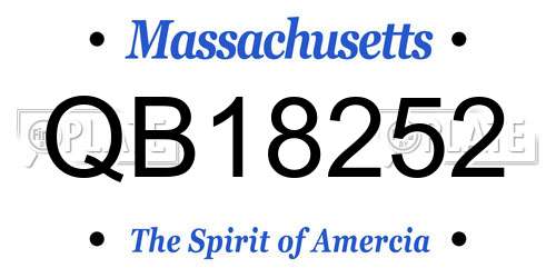 QB18252 Massachusetts License Plate