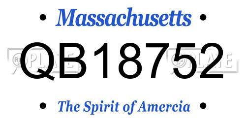 QB18752 Massachusetts License Plate