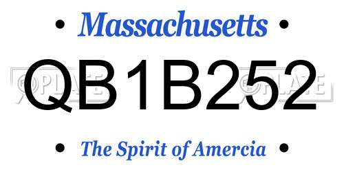 QB1B252 Massachusetts License Plate