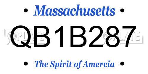 QB1B287 Massachusetts License Plate