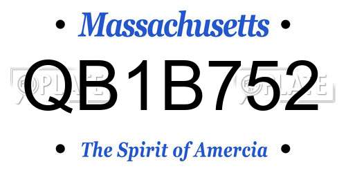 QB1B752 Massachusetts License Plate