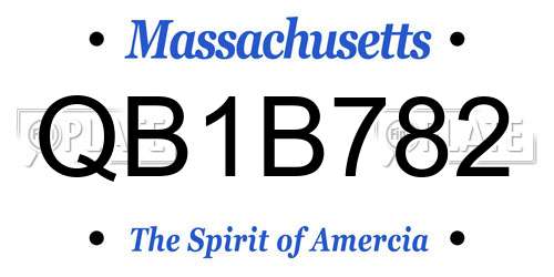 QB1B782 Massachusetts License Plate