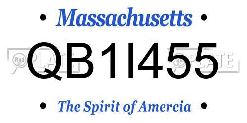 QB1I455 Massachusetts License Plate