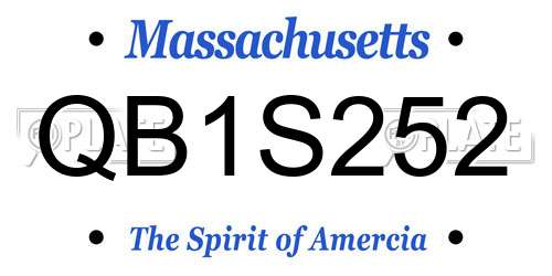 QB1S252 Massachusetts License Plate