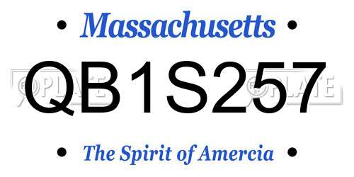QB1S257 Massachusetts License Plate