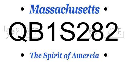 QB1S282 Massachusetts License Plate
